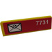 LEGO Geel Paneel 1 x 4 met Afgeronde hoeken met &#039;7731&#039;, Mail Envelope (Rechtsaf) Sticker (15207)