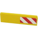 LEGO Yellow Panel 1 x 4 with Rounded Corners with red and white danger stripes on the right Sticker (15207)