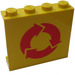 LEGO Yellow Panel 1 x 4 x 3 with Red Recycling without Side Supports, Solid Studs (4215)