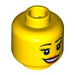 LEGO Geel Peasant Smiling met Donkeroranje Haar Hoofd (Verzonken solide nop) (3626 / 96001)