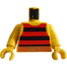 LEGO Yellow Pirate Torso with Black and Red Striped Shirt and Brown Belt with Yellow Arms and Yellow Hands (973)