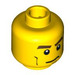 LEGO Geel Vlak Hoofd met Cheek Lines, Mouth gesloten / Mouth Open Scared (Veiligheids Stud) (3626 / 88938)