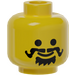 LEGO Yellow Plain Head with Goatee and Curled Moustache (Safety Stud) (3626)