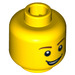 LEGO Yellow Plain Head with Lopsided Grin and White Pupils (Safety Stud) (14761 / 88950)