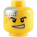 LEGO Yellow Plain Head with Silver Plate and Orange Scars, Determined / Scared (Safety Stud) (3626 / 64881)