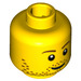 LEGO Yellow Plain Head with Stubble, Smile / Crinkled Mouth and Inverted Eyebrows (Safety Stud) (88944 / 90227)