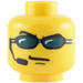 LEGO Yellow Plain Head with Sunglasses and Headset (Safety Stud) (3626 / 63814)