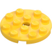 LEGO Yellow Plate 4 x 4 Round with Hole and Snapstud (60474)