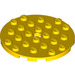 LEGO Gelb Platte 6 x 6 Runden mit Stift Loch (11213)
