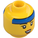 LEGO Yellow Police Cadet, Female (Long Black Hair with Braids) Minifigure Head (Recessed Solid Stud) (3626 / 101374)