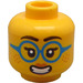 LEGO Yellow Police Cadet, Female (Swept Fringe with Ponytail) Minifigure Head (Recessed Solid Stud) (3626 / 101372)