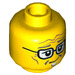 LEGO Yellow Postman Head with Grey Hair and Glasses (Recessed Solid Stud) (3626 / 23215)