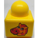 LEGO Yellow Primo Brick 1 x 1 with horse head and letter &quot;A&quot; on opposite sides (31000)