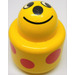 LEGO Yellow Primo Round Rattle 1 x 1 Brick with Red Spots and Face Pattern (31005)