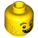 LEGO Yellow Prospector Head, One Missing Tooth, One Golden Tooth, Stubble Beard (Recessed Solid Stud) (3626 / 18193)