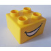 LEGO Yellow Quatro Brick 2x2 with Open Mouth Pattern (48138)