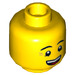 LEGO Jaune Queasy Man Minifigure Diriger avec sourire (tenon solide ajouré) (17956 / 23102)