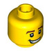 LEGO Yellow Race Car Driver Head (Recessed Solid Stud) (3626 / 93408)