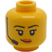 LEGO Yellow Referee Head with Headset (Recessed Solid Stud) (3626)