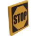 LEGO Yellow Roadsign Clip-on 2 x 2 Square with Stop Sign Sticker with Open &#039;U&#039; Clip (15210)
