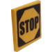 LEGO Yellow Roadsign Clip-on 2 x 2 Square with Stop Sign Sticker with Open &#039;U&#039; Clip (15210)