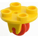 LEGO Yellow Round Plate 2 x 2 with Red Wheel