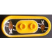 LEGO Yellow Skateboard with Four Wheel Clips with White &#039;X&#039; and Orange Flames (Xtreme Stunts Logo) Sticker (42511 / 88422)