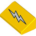 LEGO Yellow Slope 1 x 2 (31°) with Flash symbol in white (23886)
