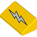 LEGO Geel Helling 1 x 2 (31°) met Flash symbol in Wit (23886 / 85984)