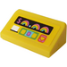 LEGO Jaune Pente 1 x 2 (31°) avec &#039;$&#039;, Rainbow, Cœur et Buttons sur une Jaune Background Autocollant (85984)