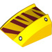 LEGO Jaune Pente 1 x 2 x 2 Incurvé avec Rivets et Dark rouge tigre Rayures (30602 / 73798)