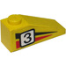LEGO Jaune Pente 1 x 3 (25°) avec &quot;3&quot;, Noir/rouge Rayures (Droite) Autocollant (4286)