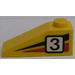 LEGO Yellow Slope 1 x 3 (25°) with Black &#039;3&#039;, Black and Red Stripes Model Left Side Sticker (4286)