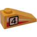 LEGO Geel Helling 1 x 3 (25°) met Zwart Number 4 Aan Links Kant Sticker (4286)