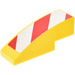 LEGO Yellow Slope 1 x 3 Curved with Red and White Diagonal Stripes Sticker (Left) (50950)