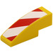 LEGO Yellow Slope 1 x 3 Curved with Red and White Diagonal Stripes Sticker (Right) (50950)