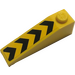 LEGO Geel Helling 1 x 4 x 1 (18°) met Zwart Chevrons Sticker (60477)