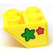 LEGO Jaune Pente 2 x 2 (45°) Inversé avec Green et rouge Star La gauche Autocollant avec entretoise plate en dessous (3660)