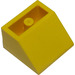 LEGO Geel Helling 2 x 2 (45°) Omgekeerd met massieve ronde buis aan de onderzijde