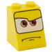 LEGO Geel Helling 2 x 2 x 2 (65°) met Gezicht met Brown Ogen met buis aan de onderzijde (3678 / 70302)