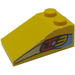 LEGO Yellow Slope 2 x 3 (25°) with &quot;LT3&quot; (left) Sticker with Rough Surface (3298)