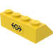 LEGO Yellow Slope 2 x 4 (45°) with Black Train Logo Sticker with Rough Surface (3037)