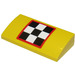 LEGO Yellow Slope 2 x 4 Curved with Checkered Flag Sticker with Bottom Tubes (88930)