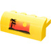LEGO Gelb Steigung 2 x 4 x 1.3 Gebogen mit Schwarz Palm Baum und Gelb Sun Aufkleber (6081)