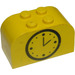 LEGO Yellow Slope Brick 2 x 4 x 2 Curved with Black Clock Pattern (4744)