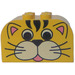 LEGO Giallo Pendenza Mattoncino 2 x 4 x 2 Curvo con Gatto Viso Decorazione (4744 / 82370)