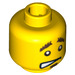 LEGO Gelb Smiling/Cringing Minifigure Kopf mit Bushy Eyebrows (Sicherheitsbolzen) (10477 / 14755)