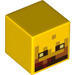 LEGO Geel Vierkant Minifigure Hoofd met Blaze Gezicht (21129 / 28279)