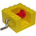 LEGO Geel String Reel Winch 4 x 4 x 2 met Rood Drum en Metal Handvat