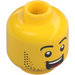 LEGO Yellow Stuntz Driver (Lightning) Minifigure Head (Recessed Solid Stud) (3626 / 77745)